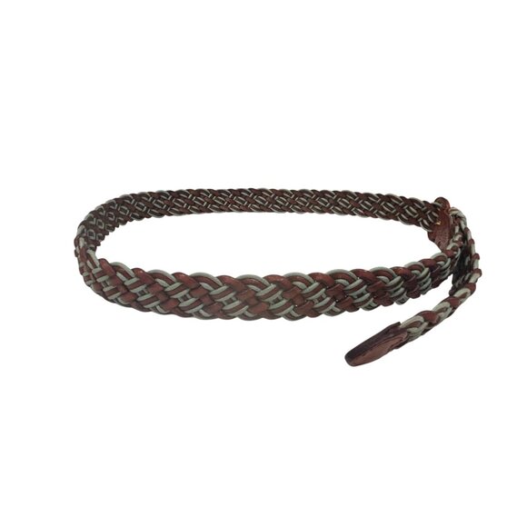 Talbots Woven Leather Belt Brown Green Braided Boho Western XXL 46 Long - Picture 12 of 12